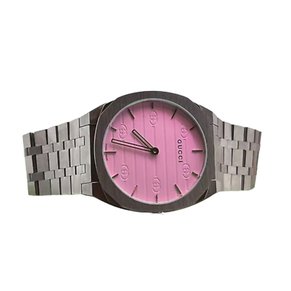 Gucci 25H Pink Silver Watch YA163410 Women's Size 38 - Picture 10 of 15